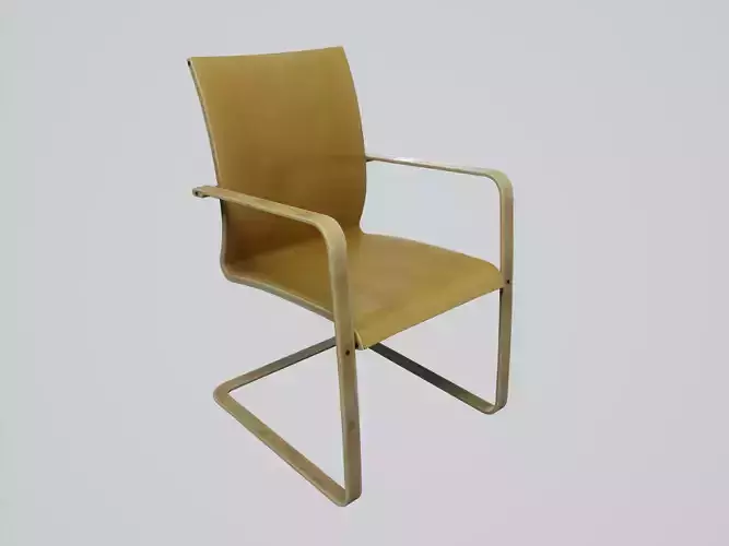 Modern Chair Camel Leather - Light Oak Wood Low-poly 3D model