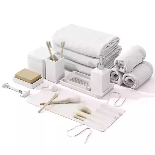 White Earthenware Bathroom Set 01 ZARA HOME