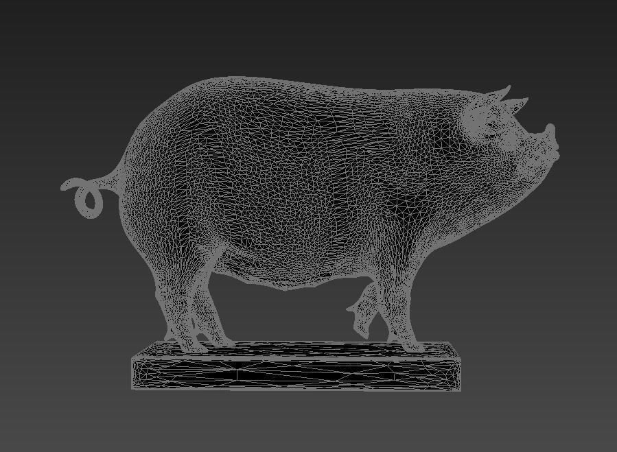 Pig Sculpture animal decoration copper pig sow 3D model_4