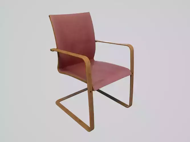Modern Chair Dusty Rose Cotton - Medium Oak Low-poly 3D model