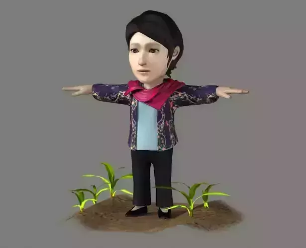 Farmers women villagers the countryside 3D model