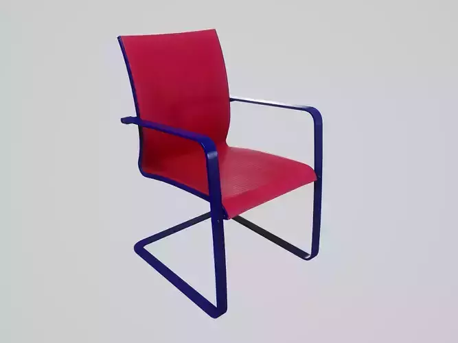 Modern Chair Raspberry Polyester - Painted Navy Blue Wood Low-poly 3D model