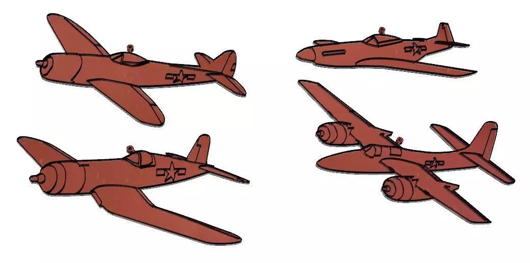 WWII US Fighter Christmas ornament collection 3D print model_0