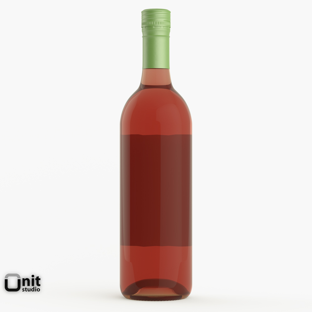 Pink Wine Bottle 3D model_2