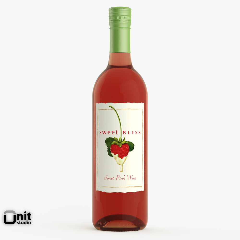 Pink Wine Bottle 3D model_1