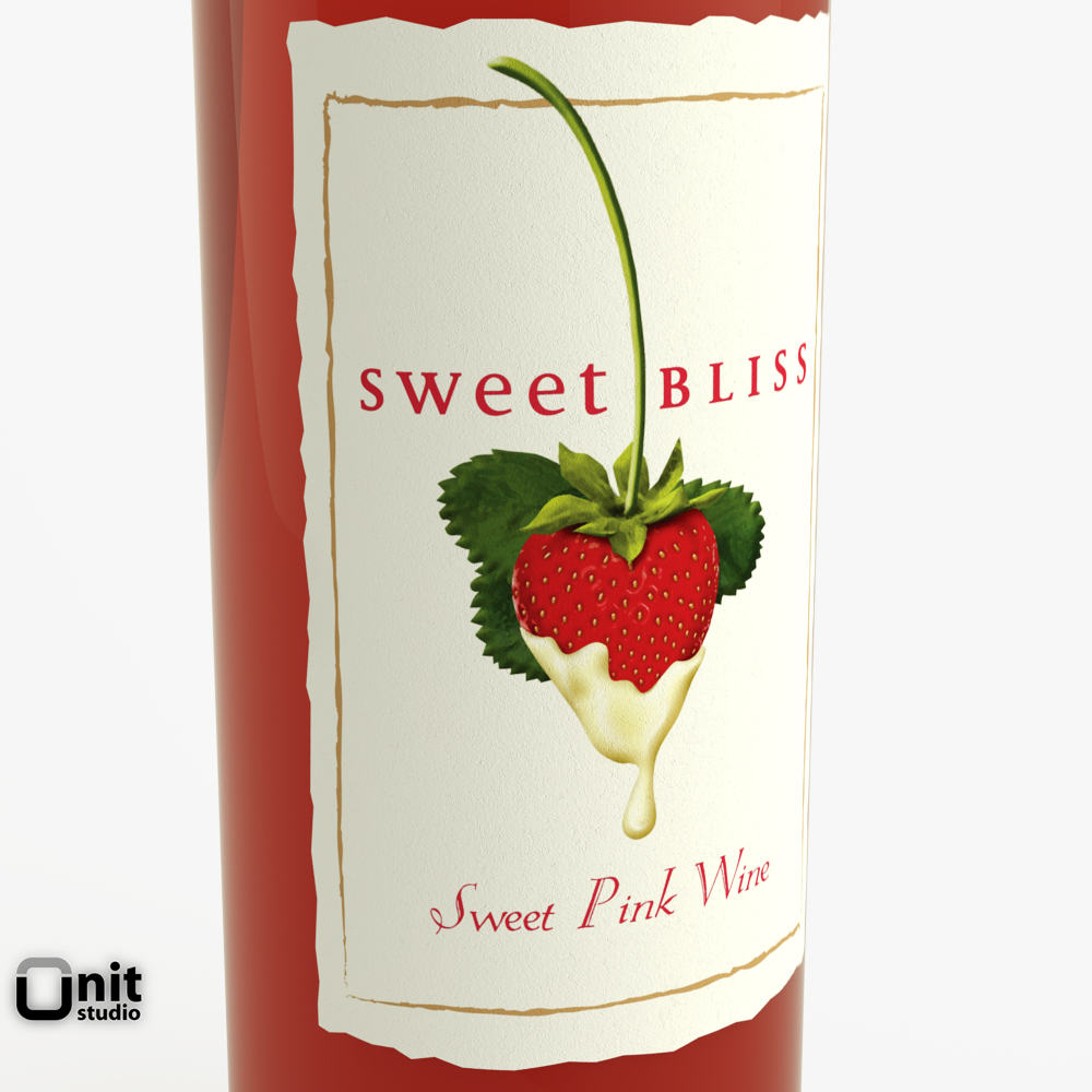 Pink Wine Bottle 3D model_4