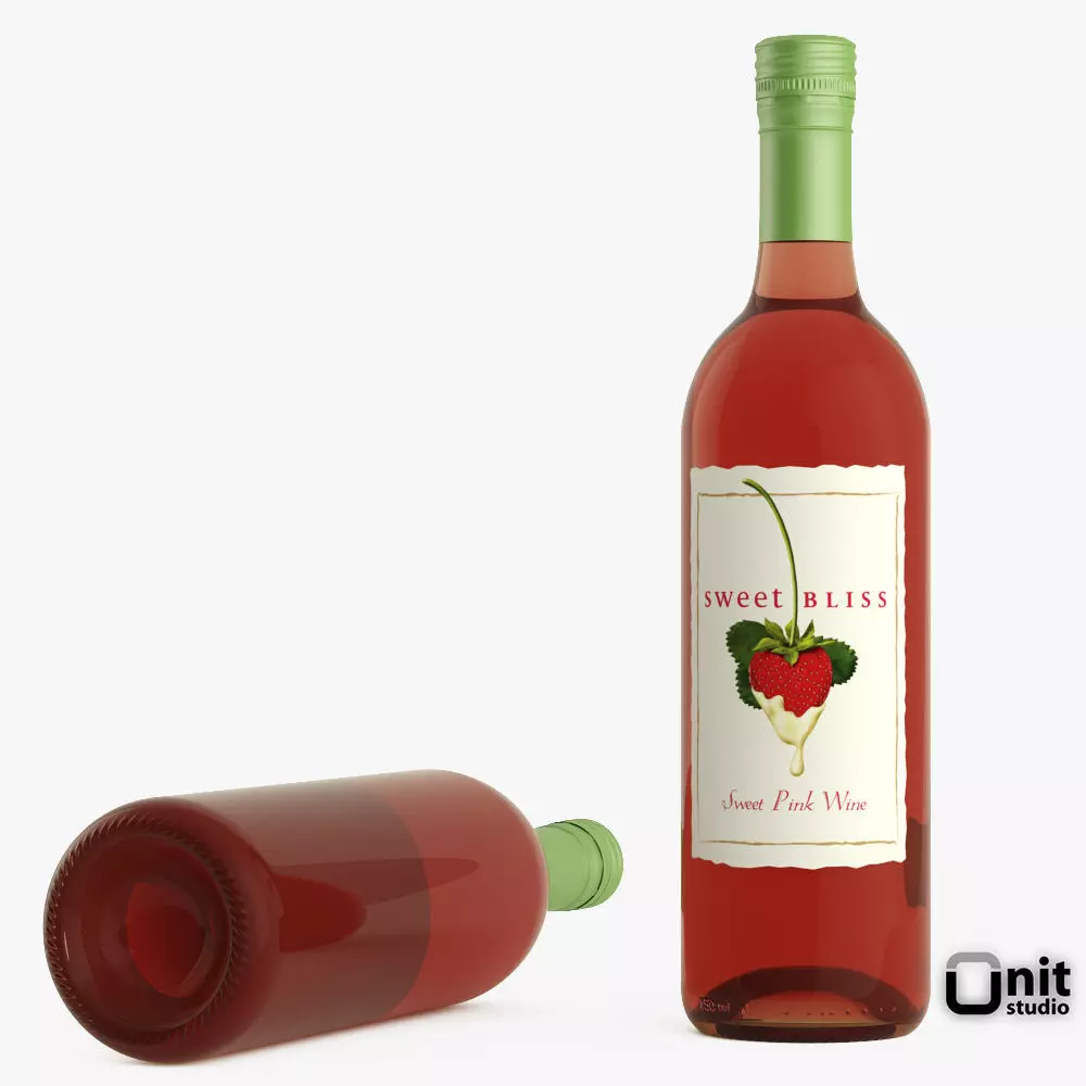 Pink Wine Bottle 3D model_0