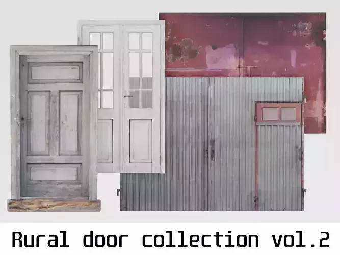 Rural door collection vol2  Low-poly 3D model