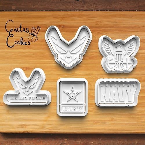 Army Navy Air Force Cookie Cutter Stl File for 3d Printer 0423 3D print model