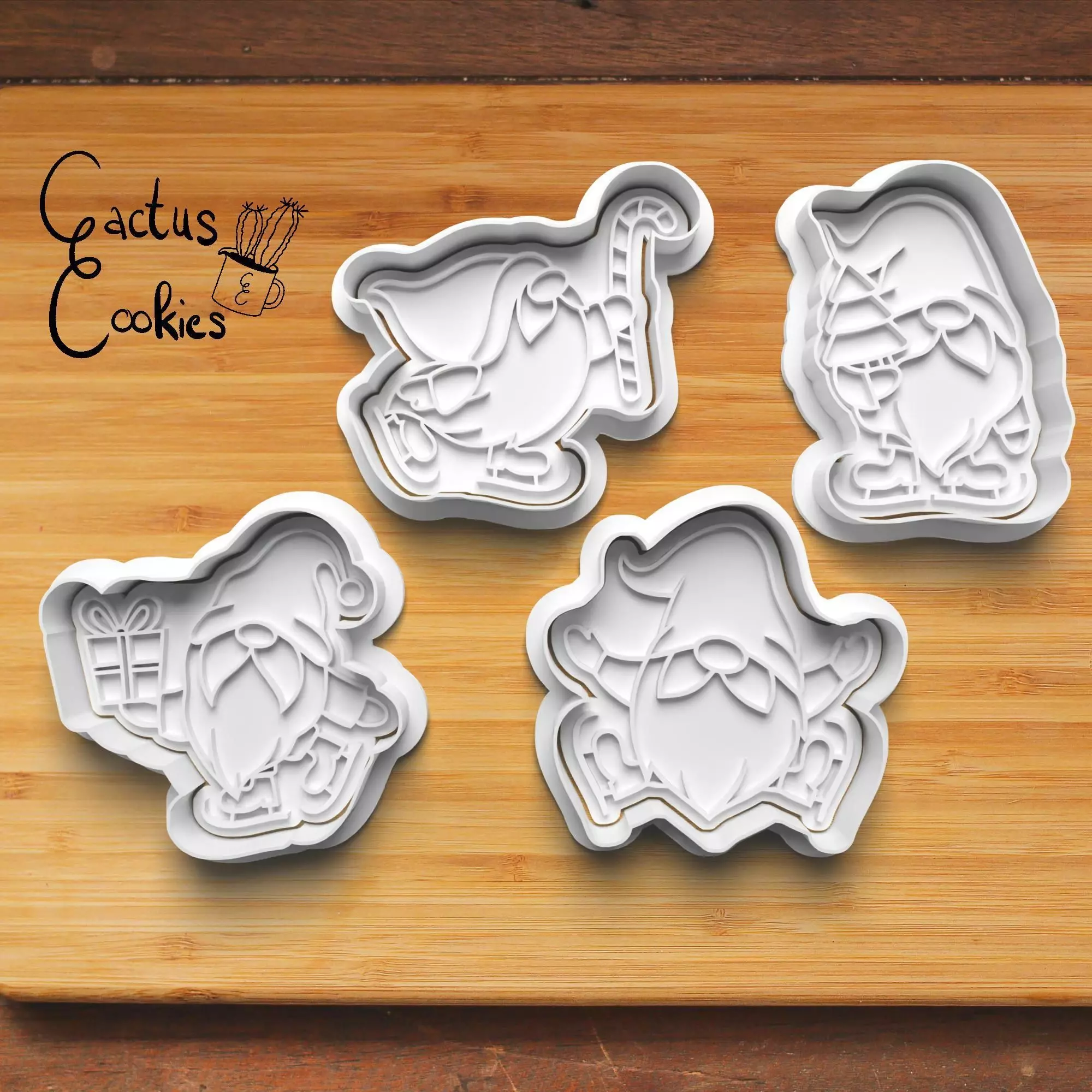 Christams Gnome Ice Skates Cookie Cutter Stl File 0170 3D print model_0