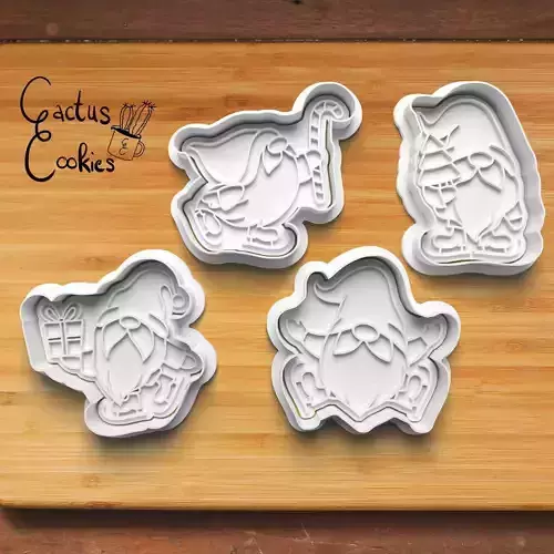 Christams Gnome Ice Skates Cookie Cutter Stl File 0170 3D print model