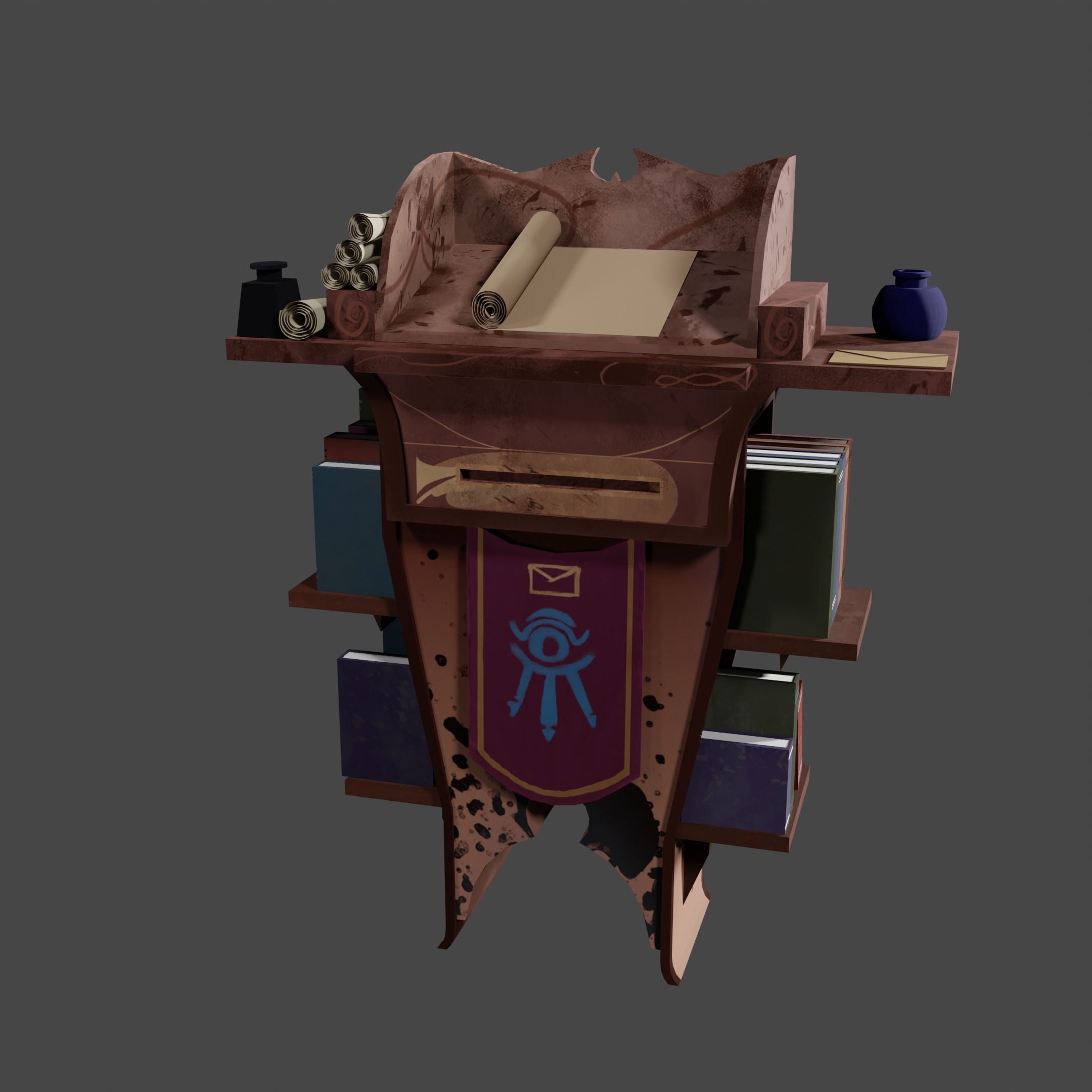 Stylized Desk Prop Game Asset Low-poly 3D model_11