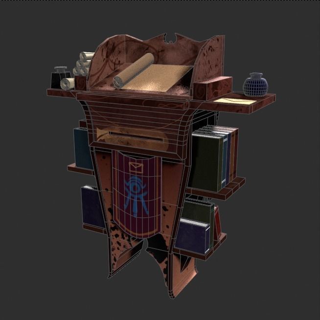 Stylized Desk Prop Game Asset Low-poly 3D model_10