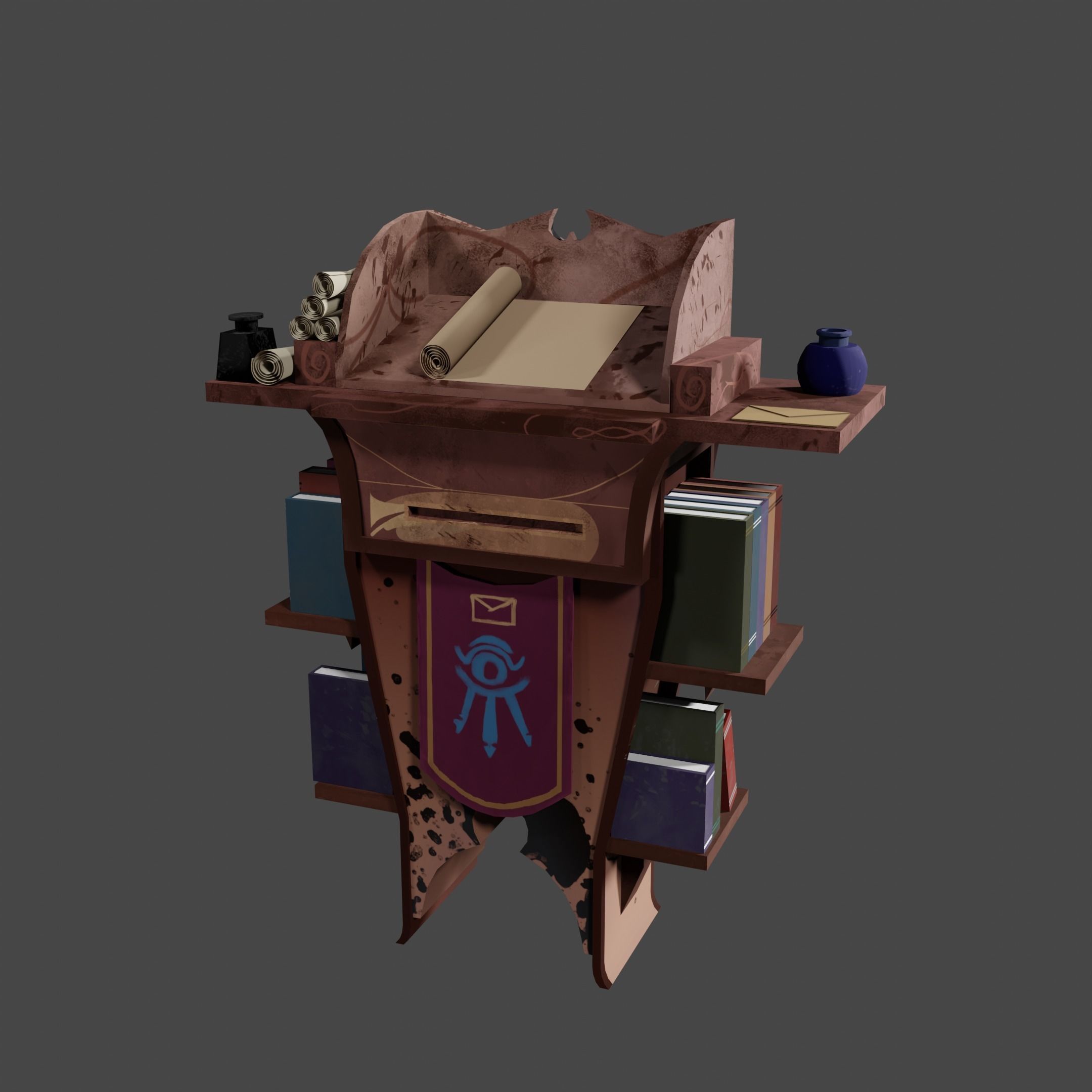 Stylized Desk Prop Game Asset Low-poly 3D model_12