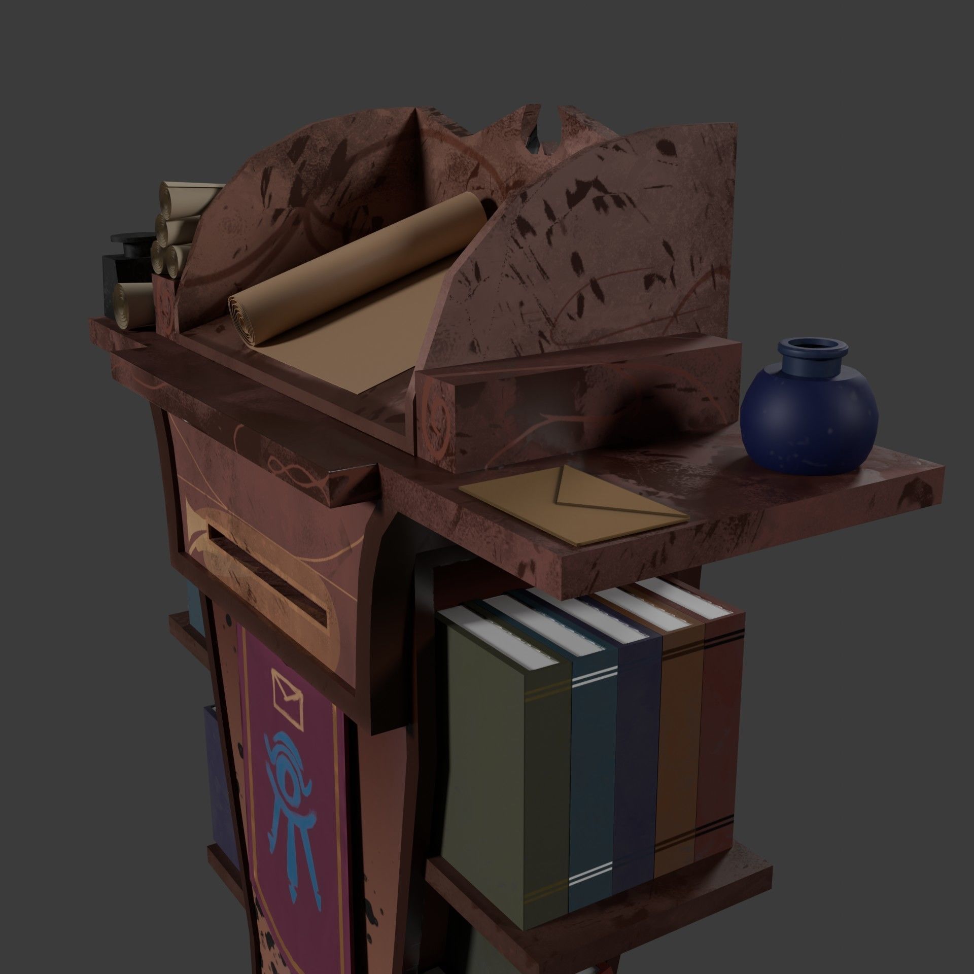 Stylized Desk Prop Game Asset Low-poly 3D model_9