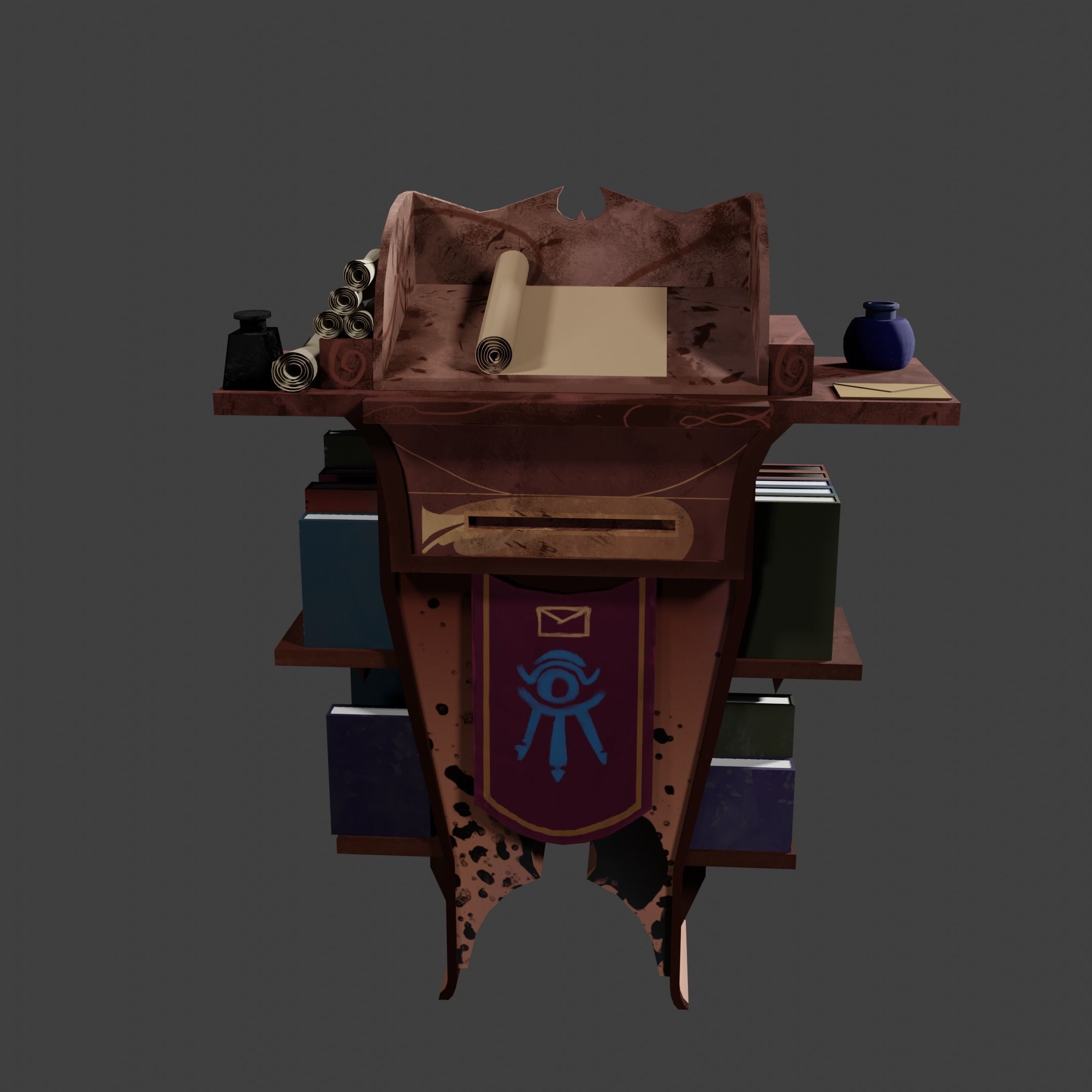 Stylized Desk Prop Game Asset Low-poly 3D model_15