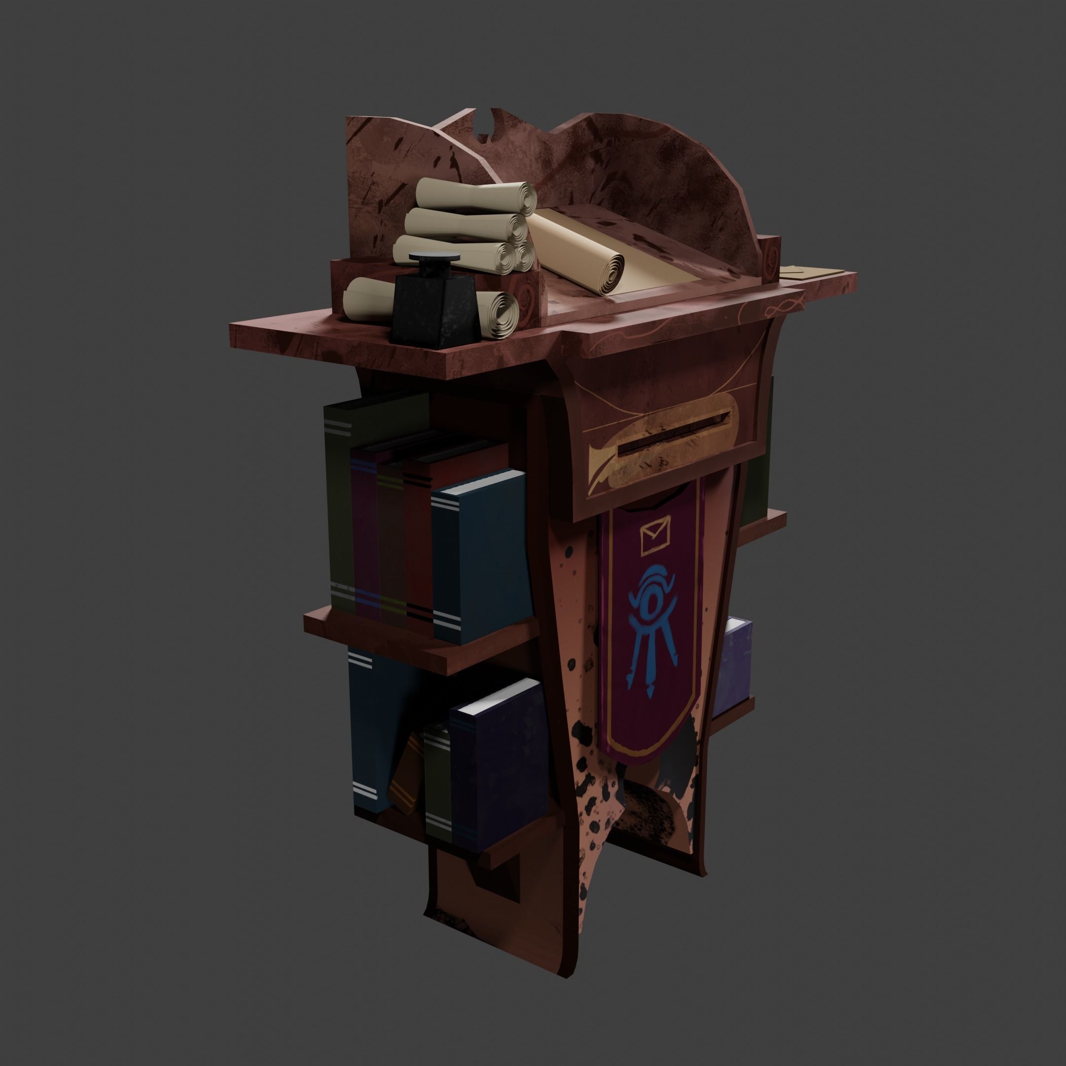 Stylized Desk Prop Game Asset Low-poly 3D model_5