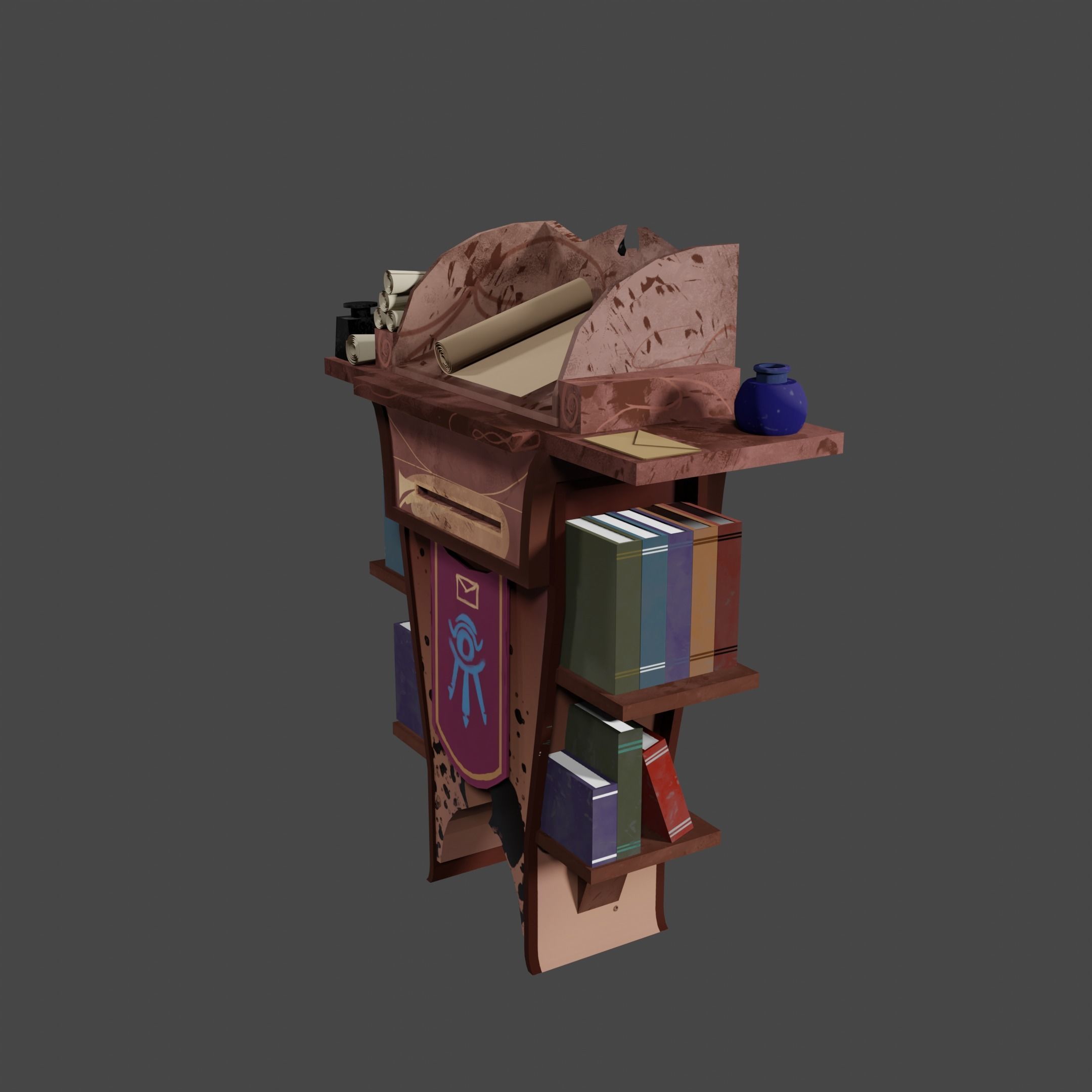 Stylized Desk Prop Game Asset Low-poly 3D model_14