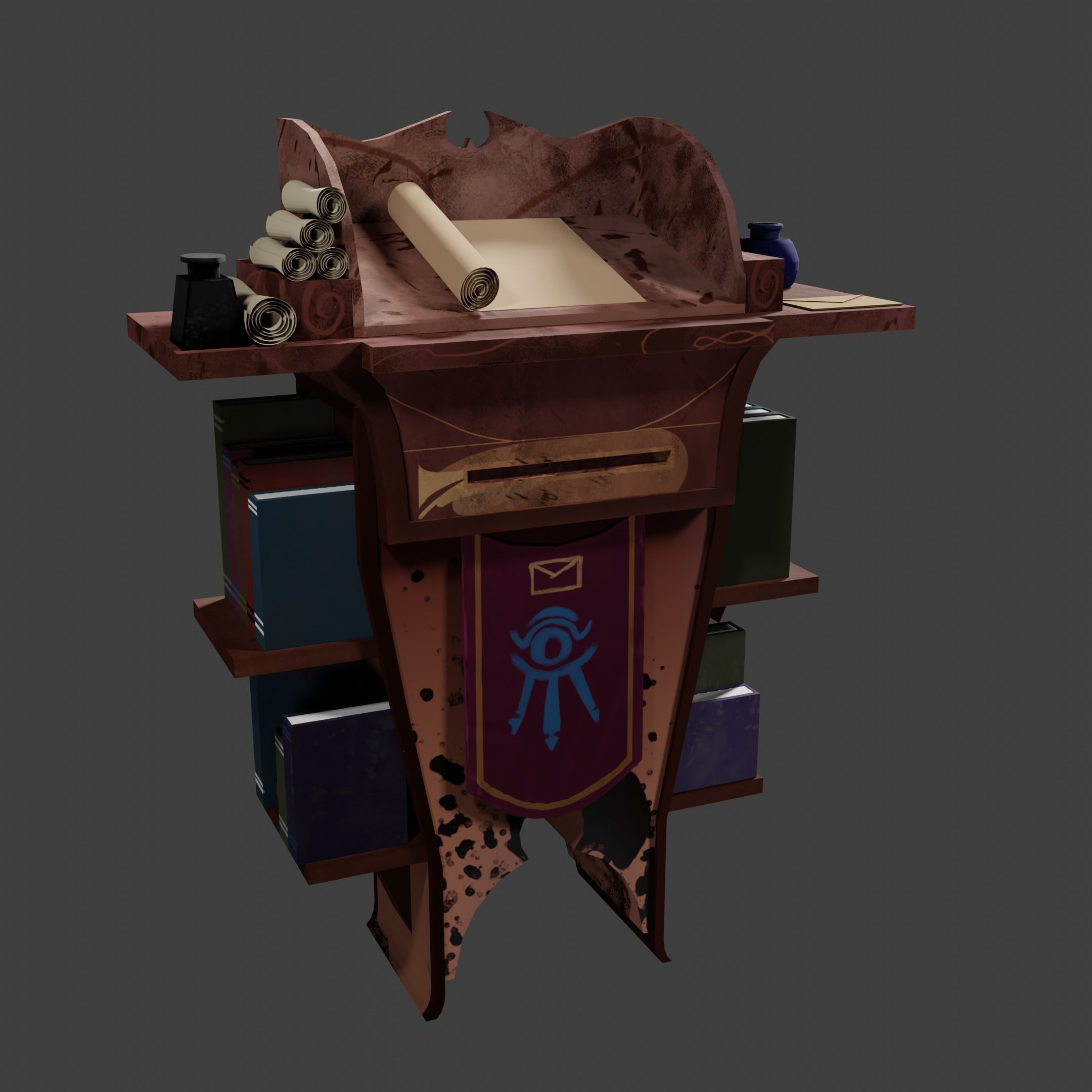 Stylized Desk Prop Game Asset Low-poly 3D model_3