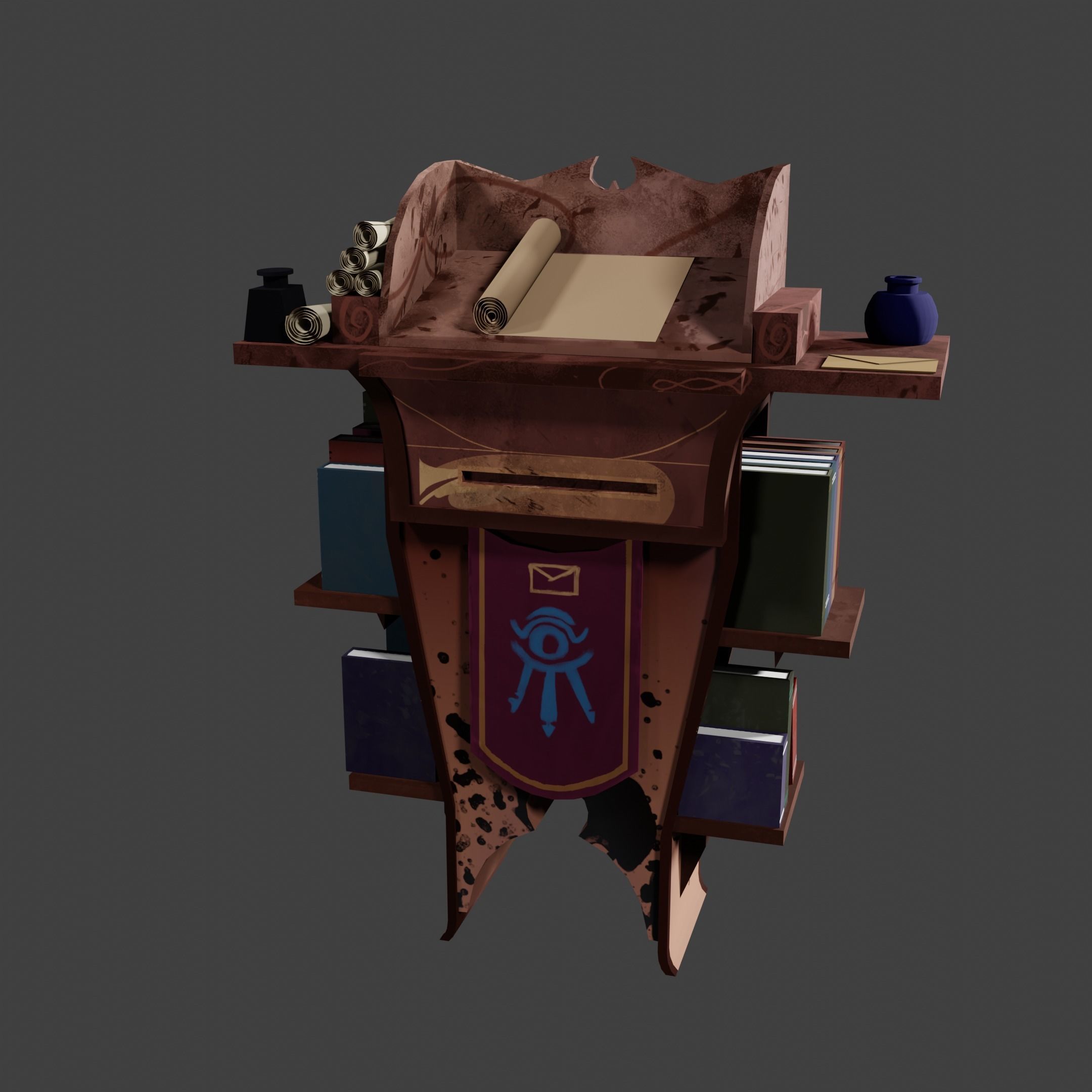 Stylized Desk Prop Game Asset Low-poly 3D model_2