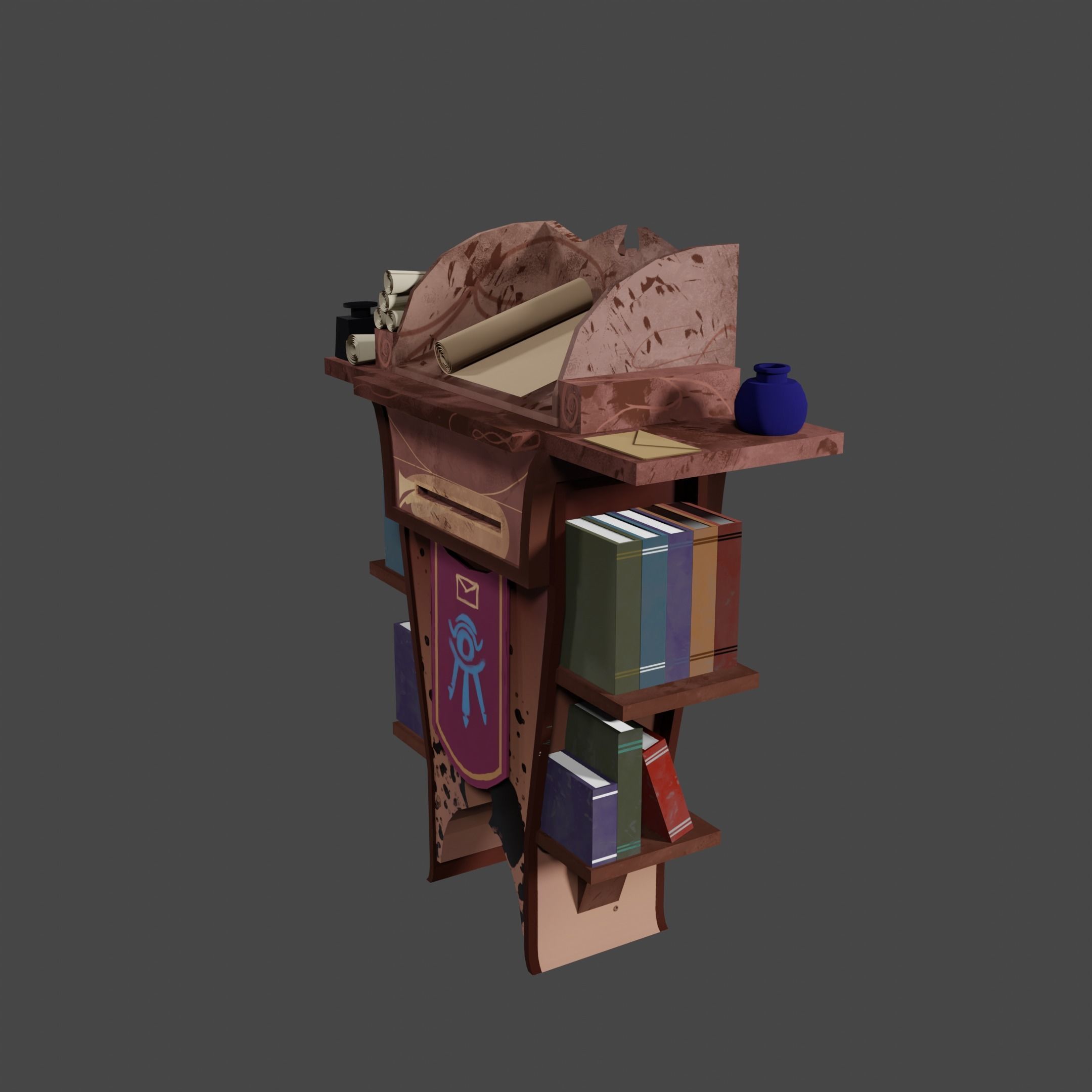 Stylized Desk Prop Game Asset Low-poly 3D model_13