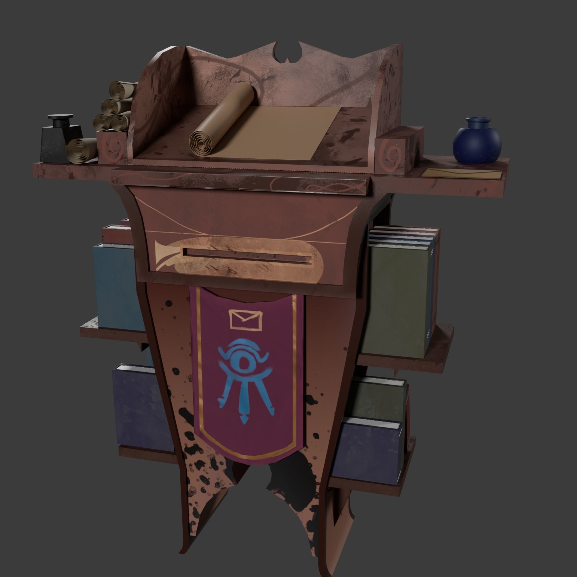 Stylized Desk Prop Game Asset Low-poly 3D model_7