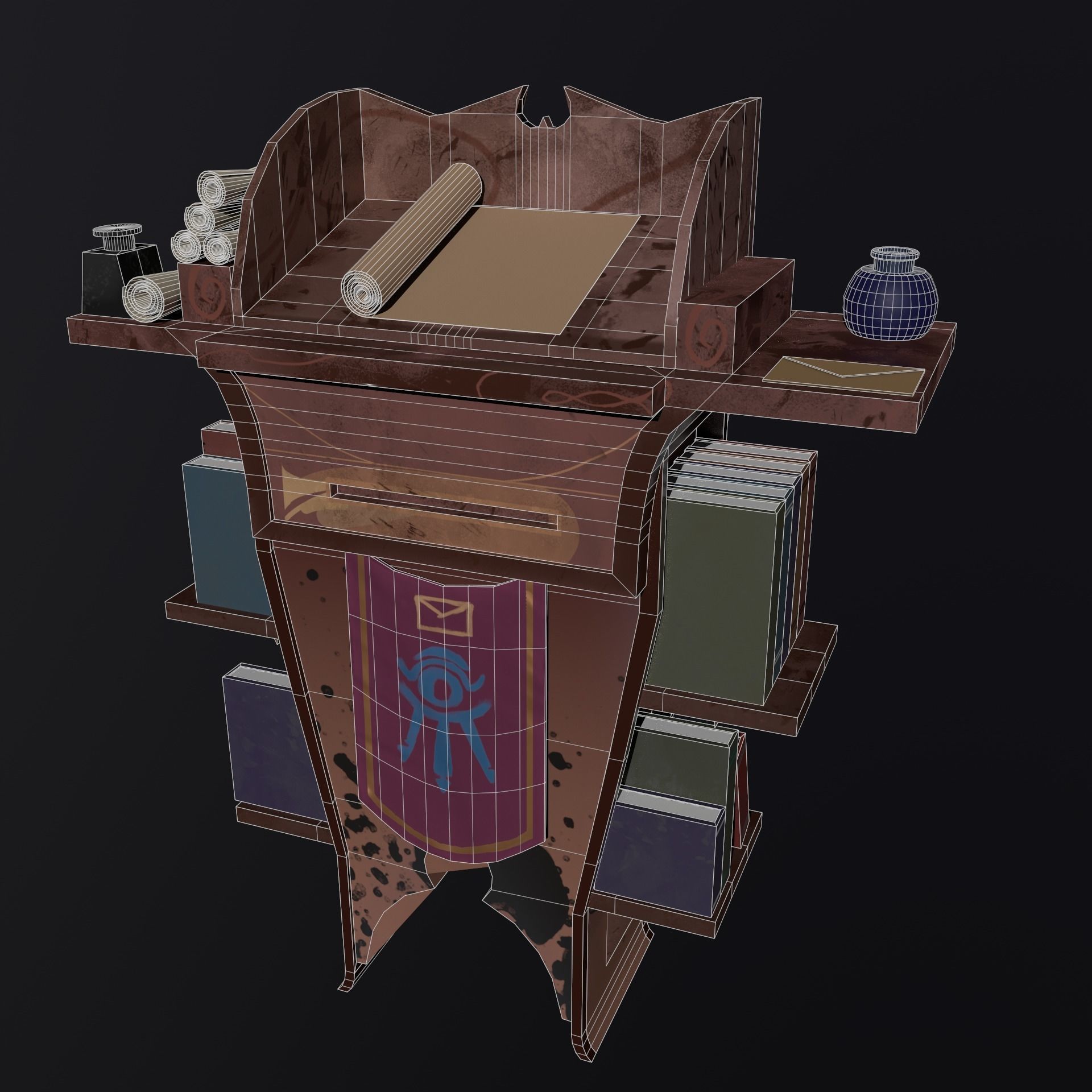 Stylized Desk Prop Game Asset Low-poly 3D model_4