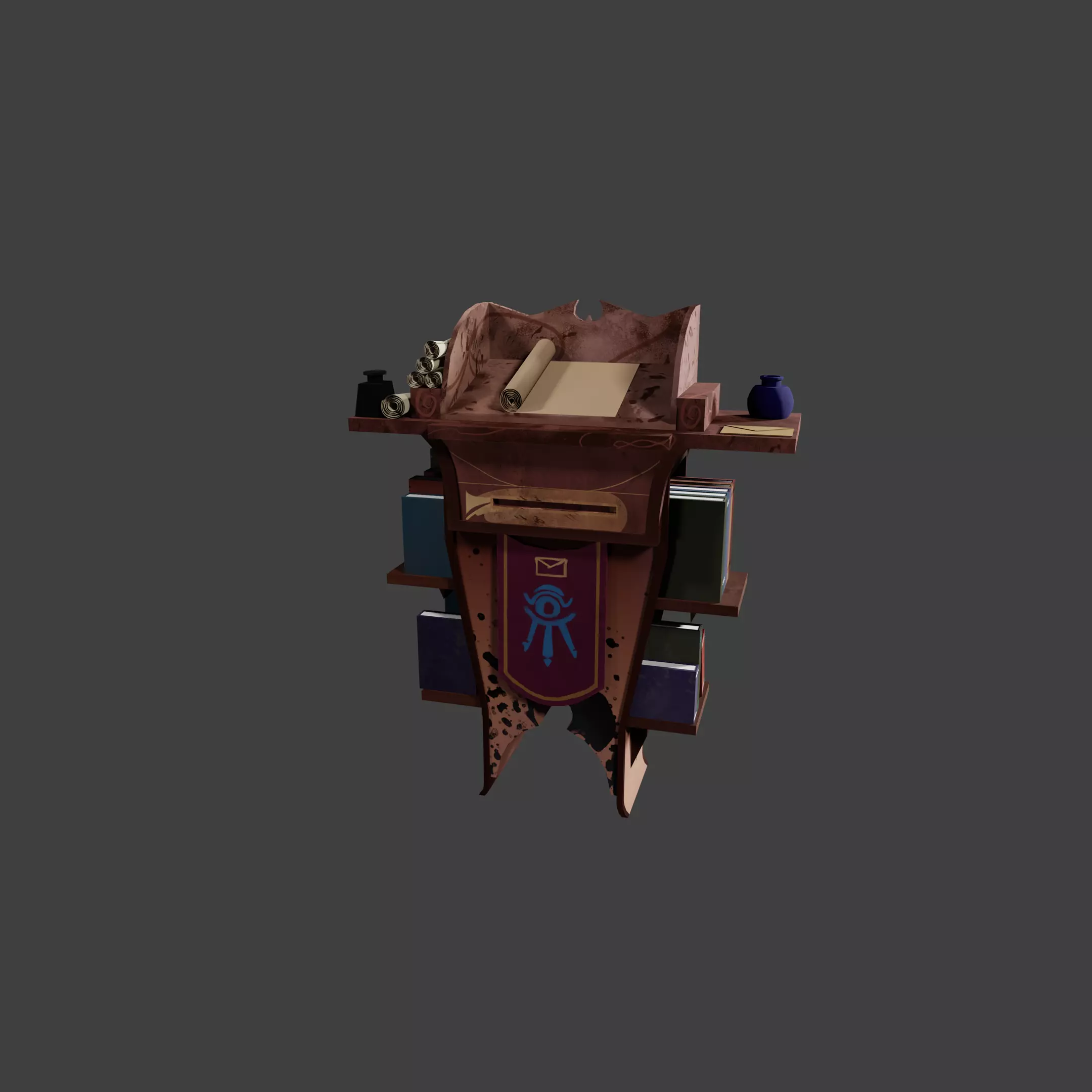 Stylized Desk Prop Game Asset Low-poly 3D model_0