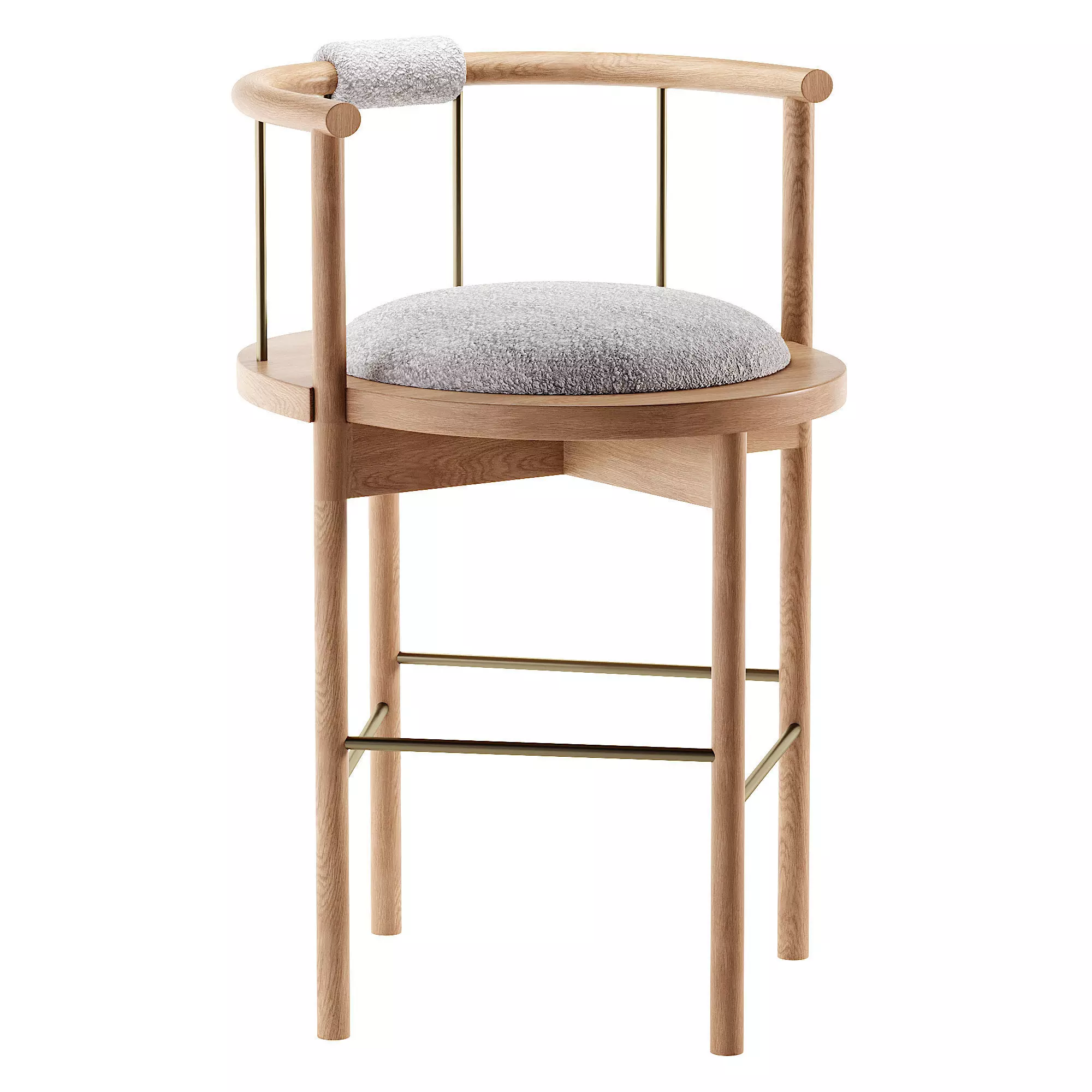 Lloyd Bar Stool with Leather or Shearling Cushion Low-poly 3D model