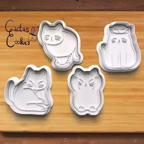 Cats Cookie Cutter Stl File for 3d Printer 0198 3D print model Cats Cookie Cutter Stl File for 3d Printer 0198 3D print model
