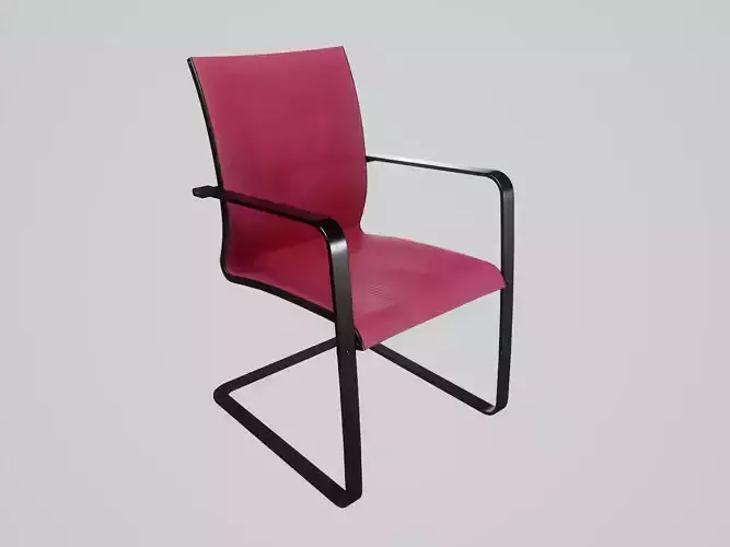 Modern Chair Blush Pink Polyester - Cast Iron Low-poly 3D model