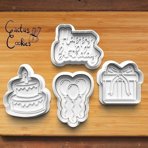Birthday Cookie Cutter Stl File for 3d Printer 0421 3D print model