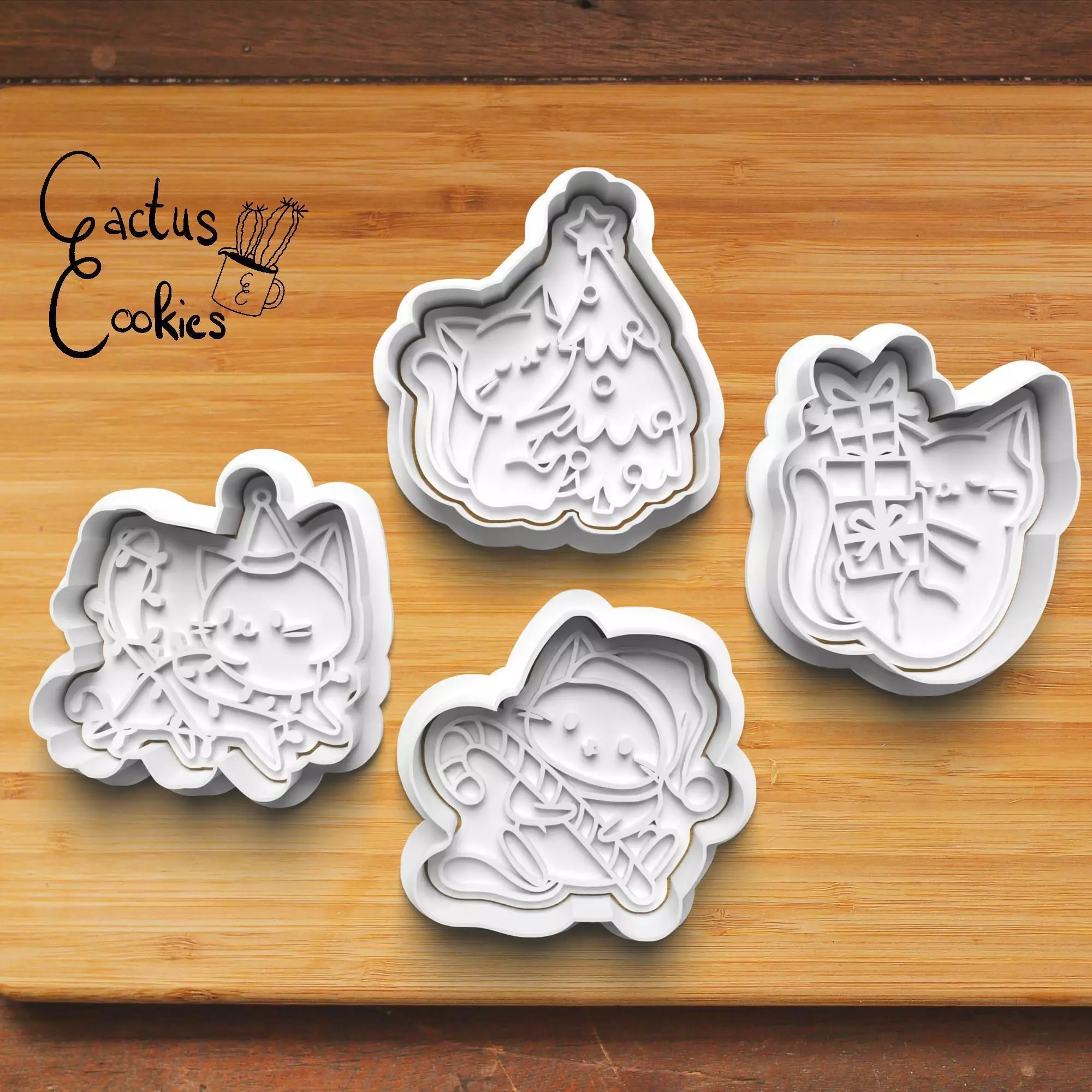 Christmas Cats Cookie Cutter Stl File for 3d Printer 0470 3D print model_0