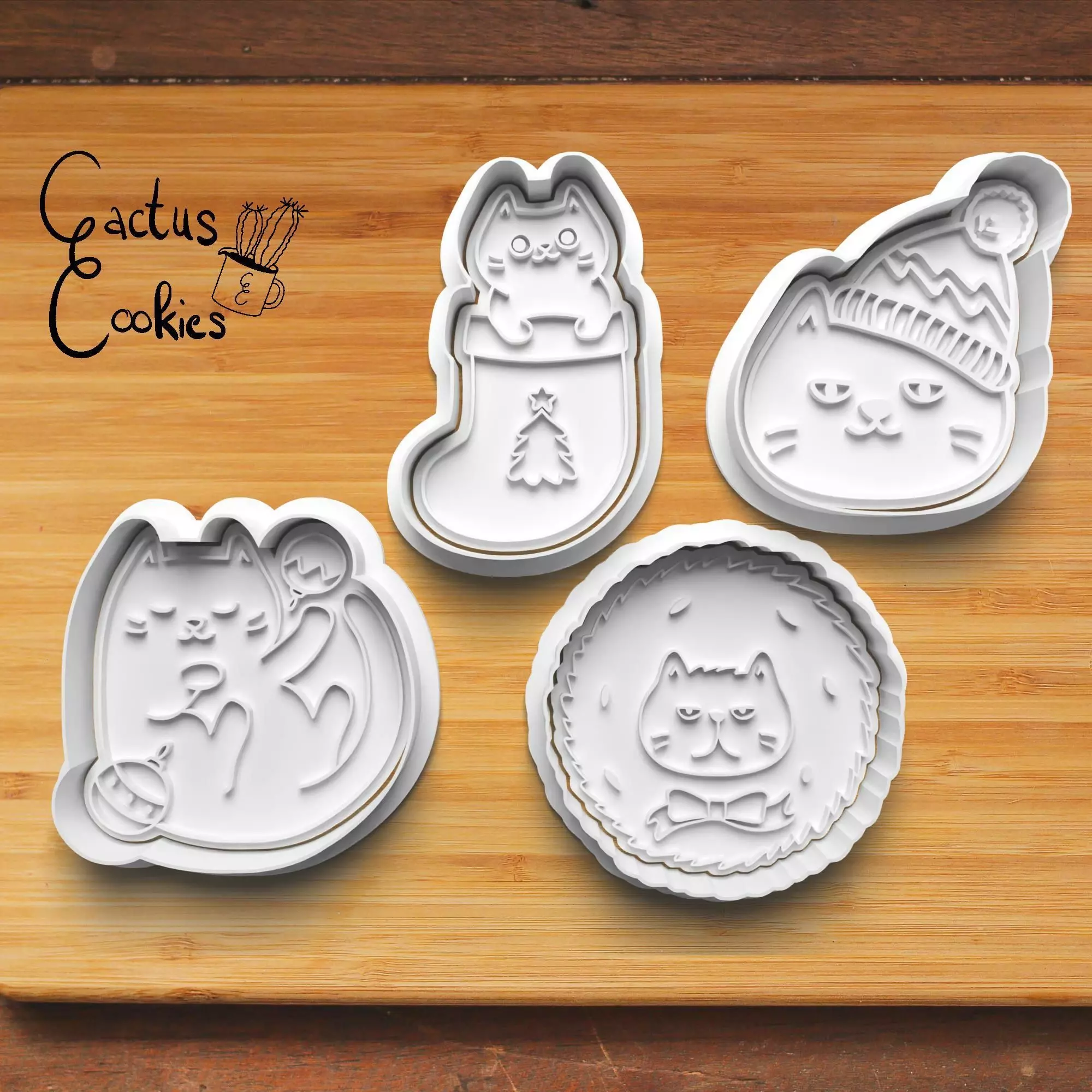 Christmas Cats Cookie Cutter Stl File for 3d Printer 0200 3D print model_0