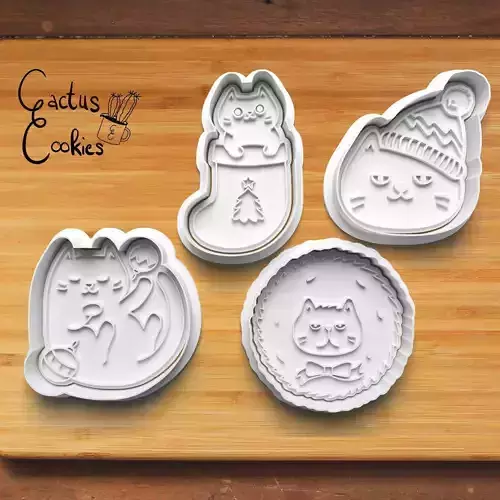 Christmas Cats Cookie Cutter Stl File for 3d Printer 0200 3D print model Christmas Cats Cookie Cutter Stl File for 3d Printer 0200 3D print model
