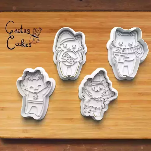 Christmas Cats Cookie Cutter Stl File for 3d Printer 0171 3D print model Christmas Cats Cookie Cutter Stl File for 3d Printer 0171 3D print model