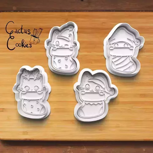 Christmas Cats Cookie Cutter Stl File for 3d Printer 0167 3D print model Christmas Cats Cookie Cutter Stl File for 3d Printer 0167 3D print model