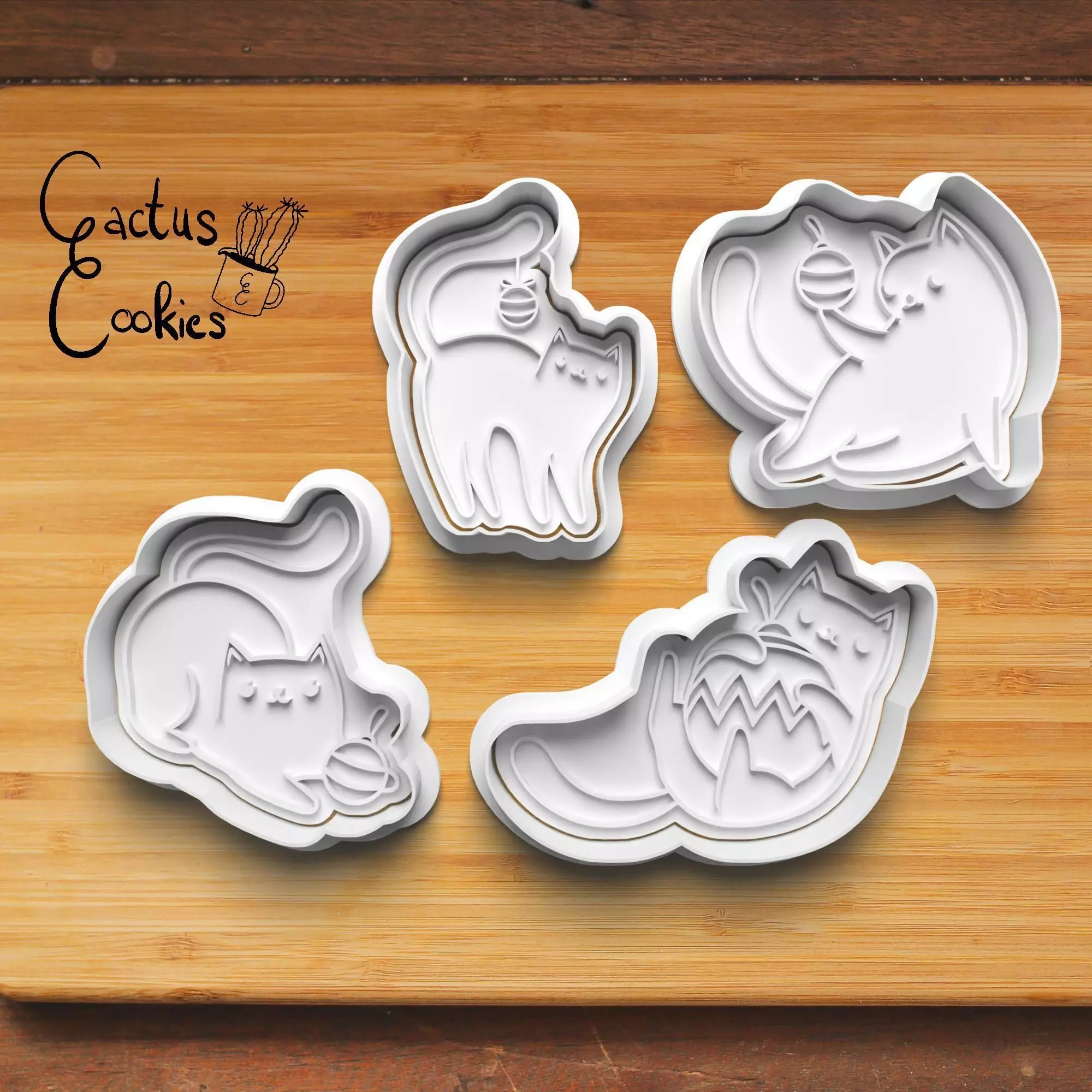 Christmas Cats Cookie Cutter Stl File for 3d Printer 0163 3D print model_0