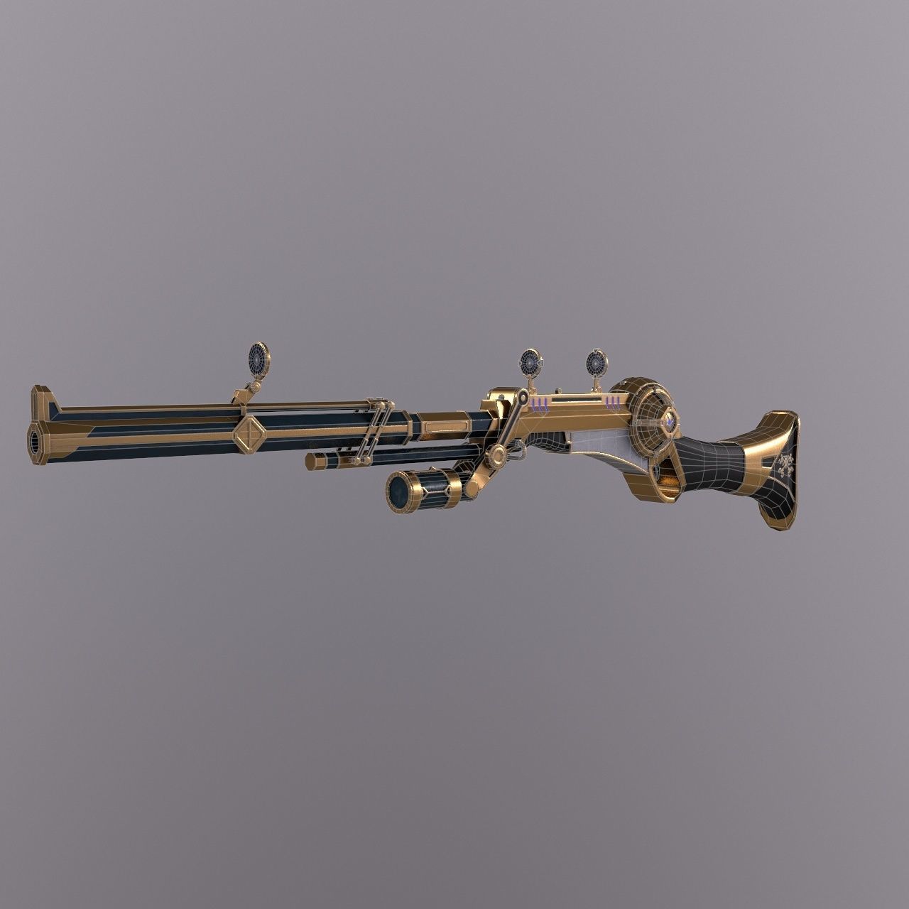 Caitlyn hextech rifle from Arcane Low-poly 3D model_11