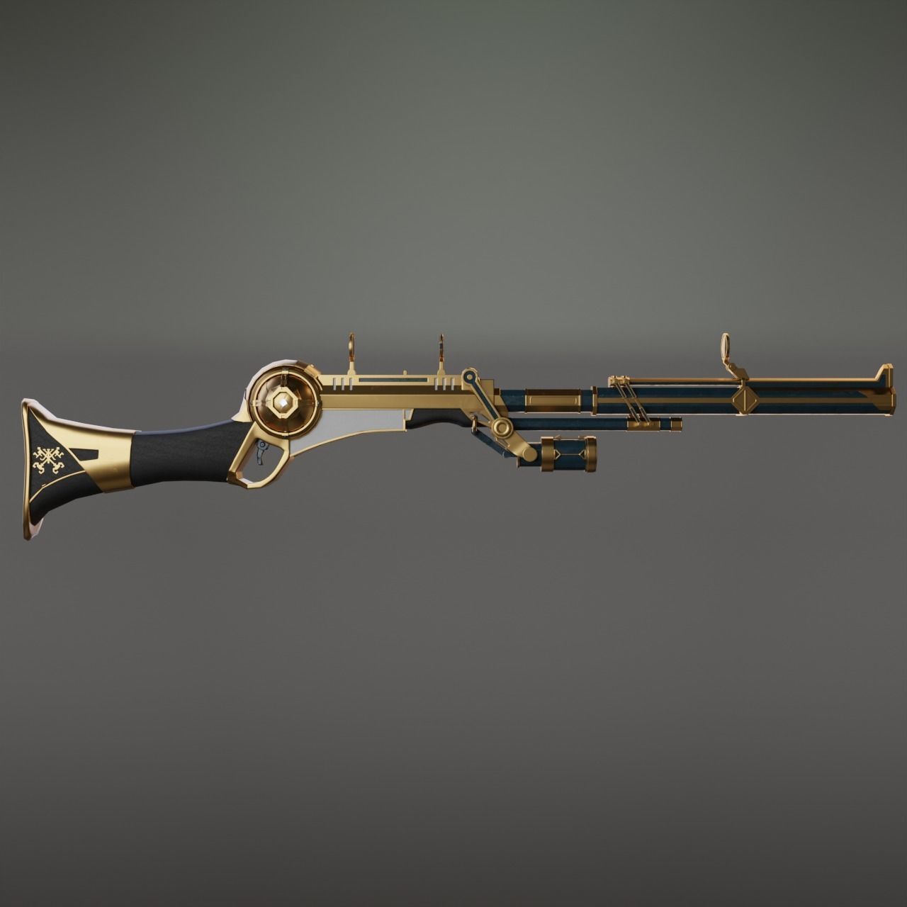 Caitlyn hextech rifle from Arcane Low-poly 3D model_4