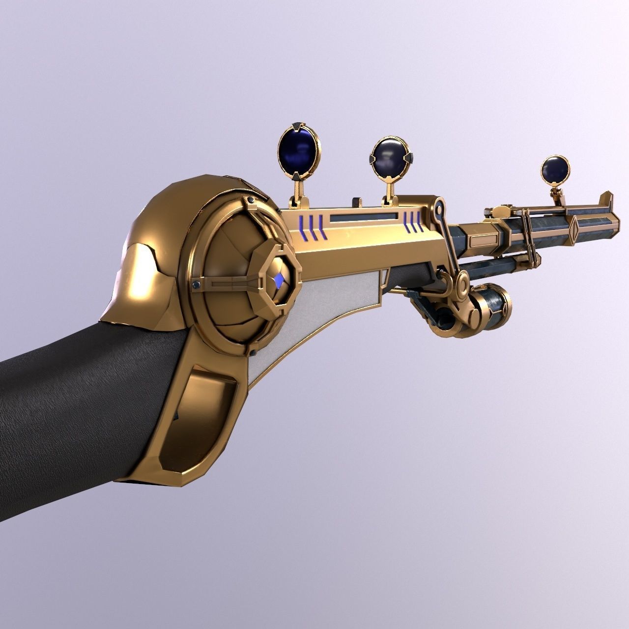 Caitlyn hextech rifle from Arcane Low-poly 3D model_10