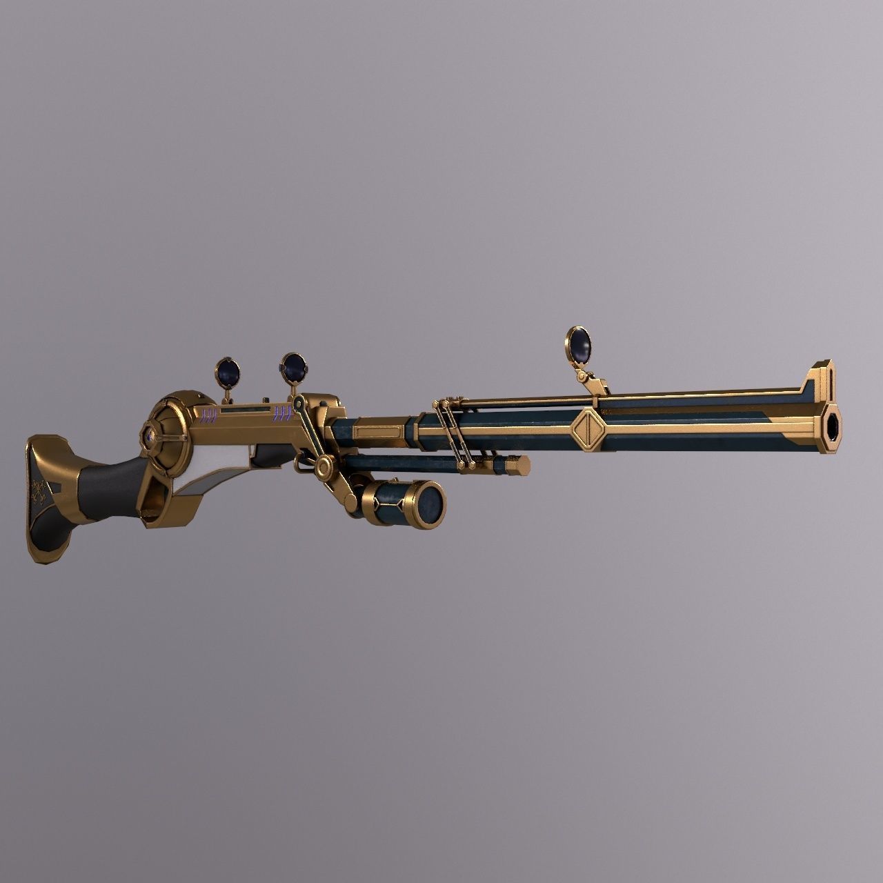 Caitlyn hextech rifle from Arcane Low-poly 3D model_6