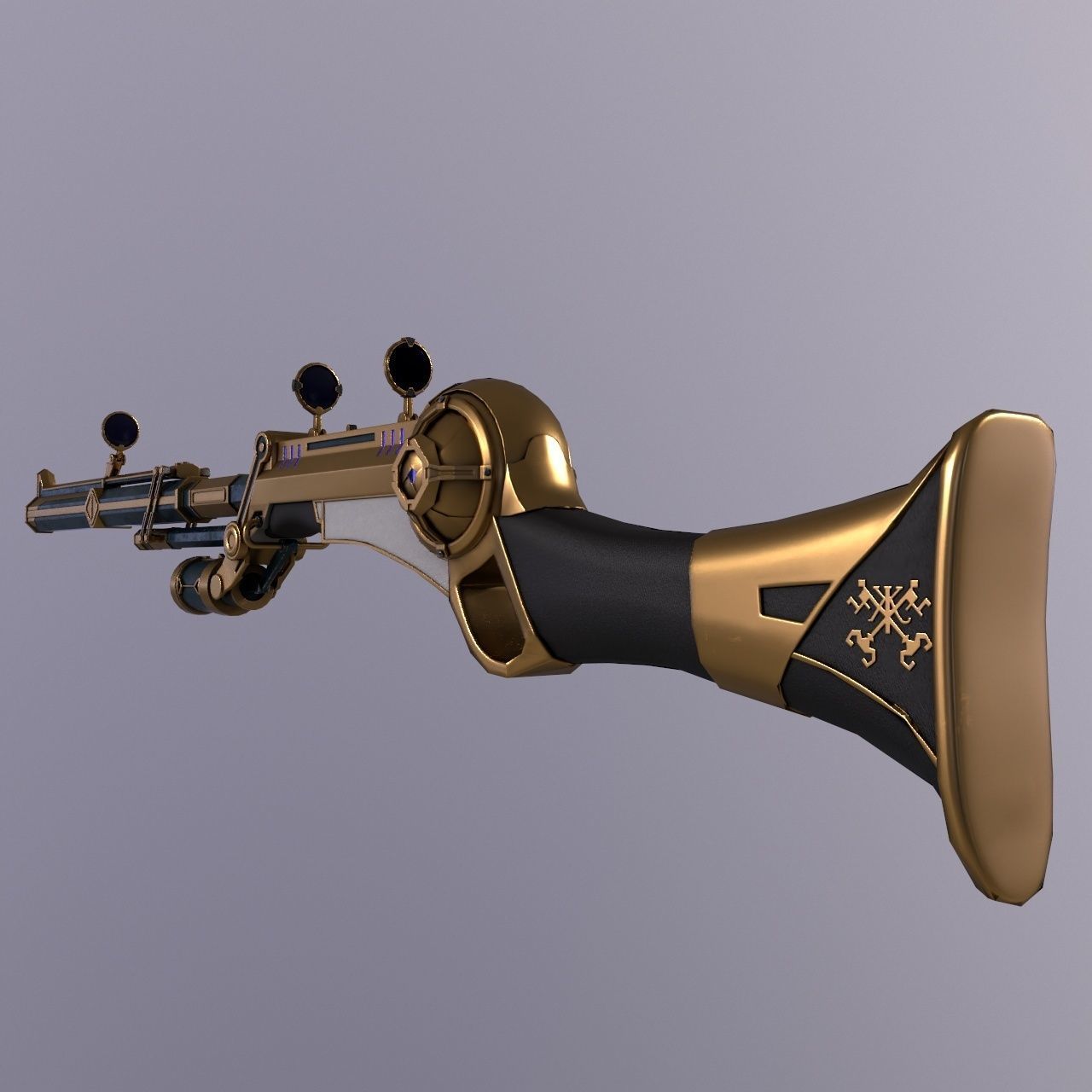 Caitlyn hextech rifle from Arcane Low-poly 3D model_5