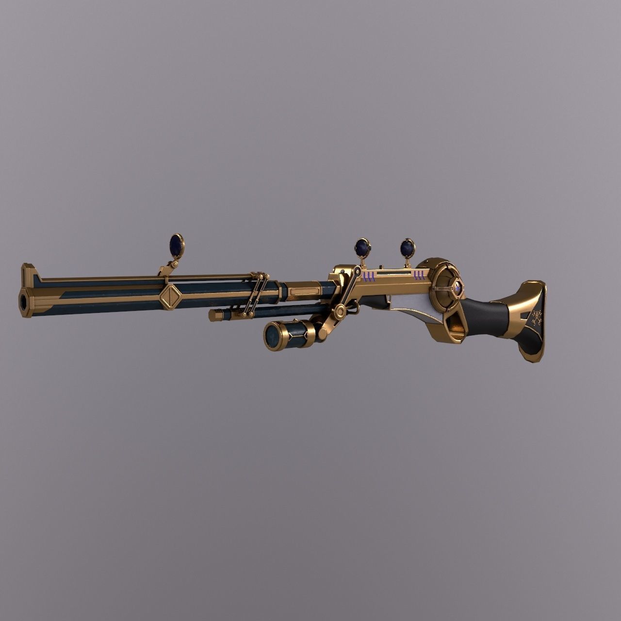 Caitlyn hextech rifle from Arcane Low-poly 3D model_8