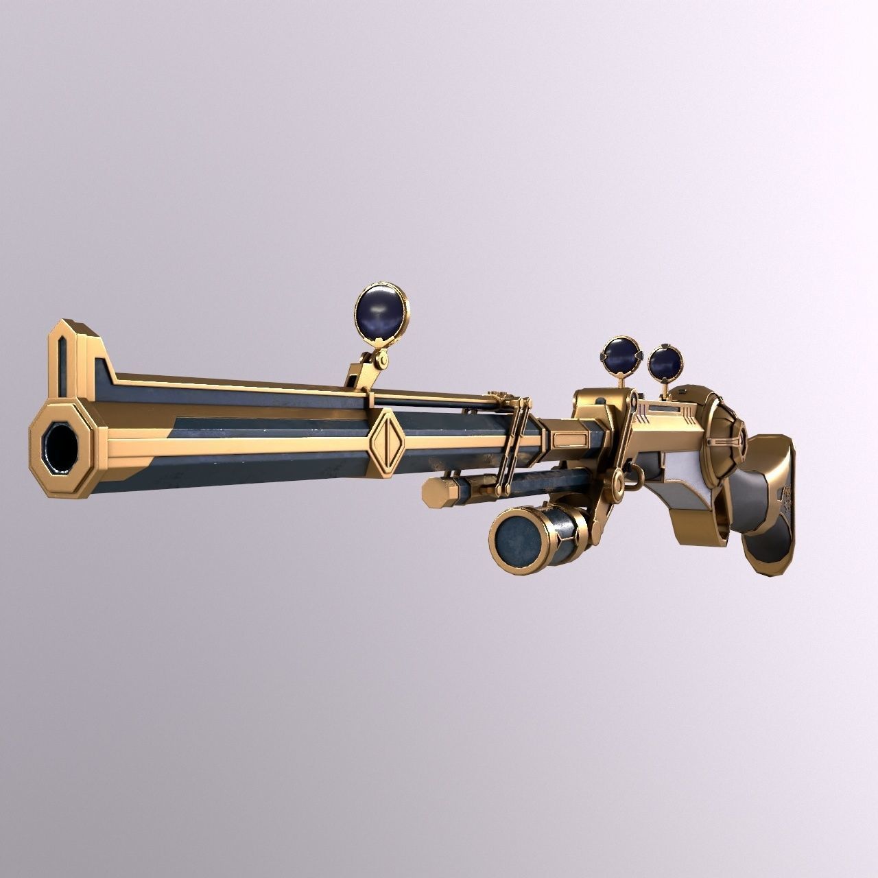 Caitlyn hextech rifle from Arcane Low-poly 3D model_7