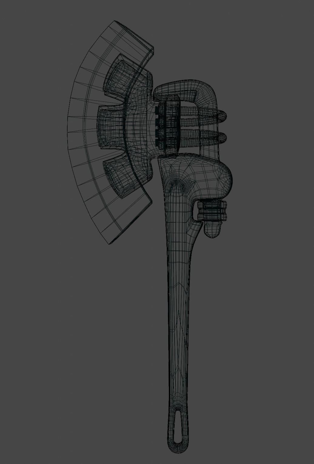 The axe of survival Axe wrench adjustable Low-poly 3D model_15