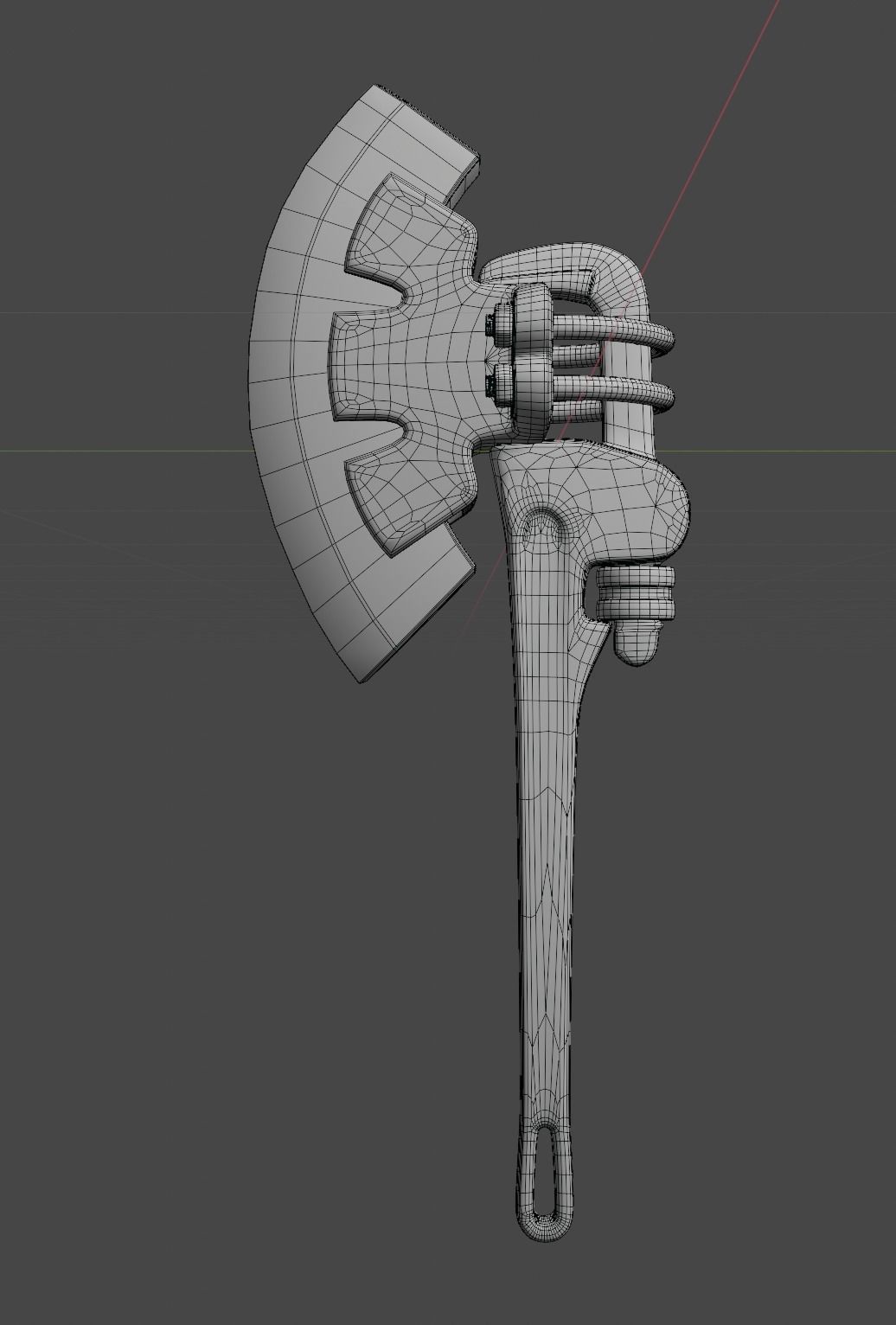 The axe of survival Axe wrench adjustable Low-poly 3D model_12
