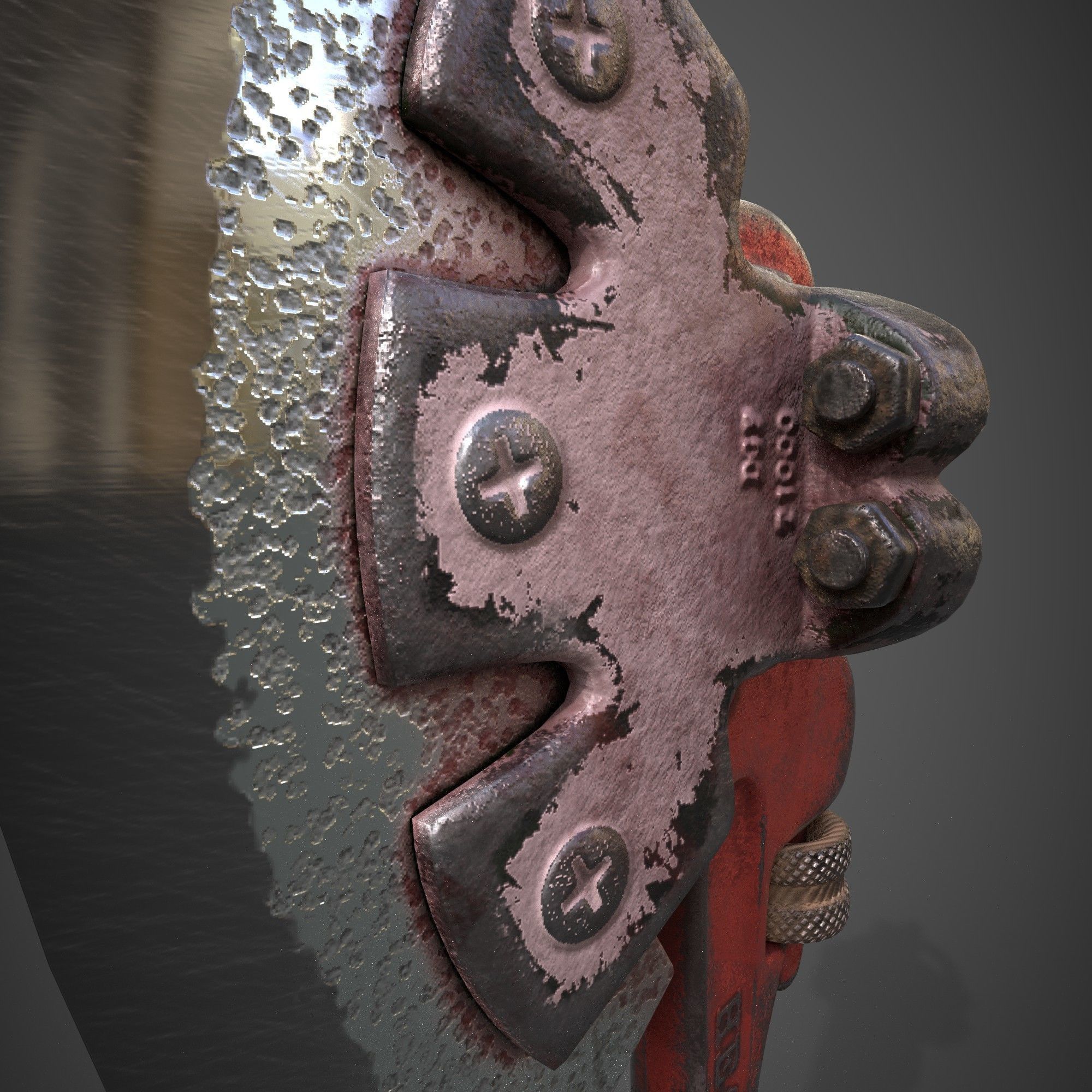 The axe of survival Axe wrench adjustable Low-poly 3D model_7