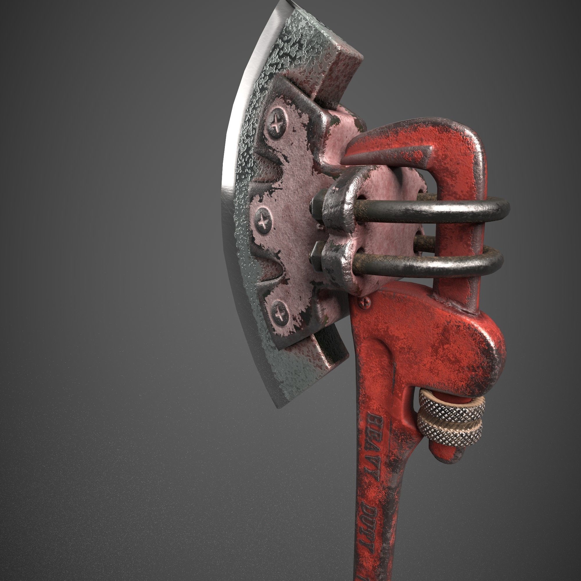 The axe of survival Axe wrench adjustable Low-poly 3D model_1