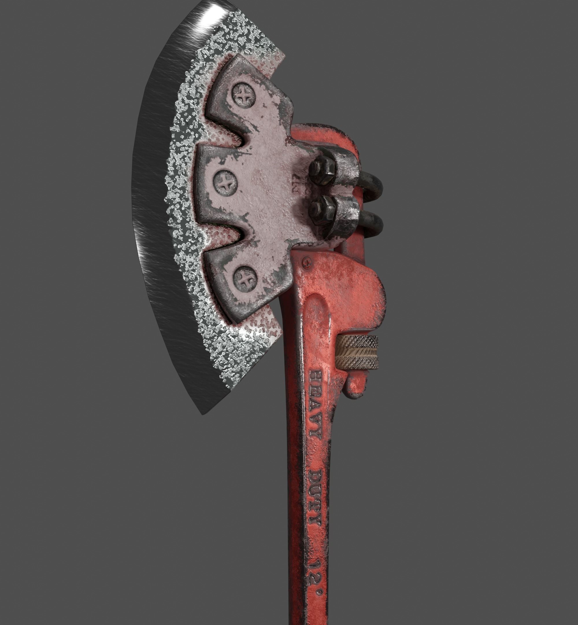 The axe of survival Axe wrench adjustable Low-poly 3D model_3